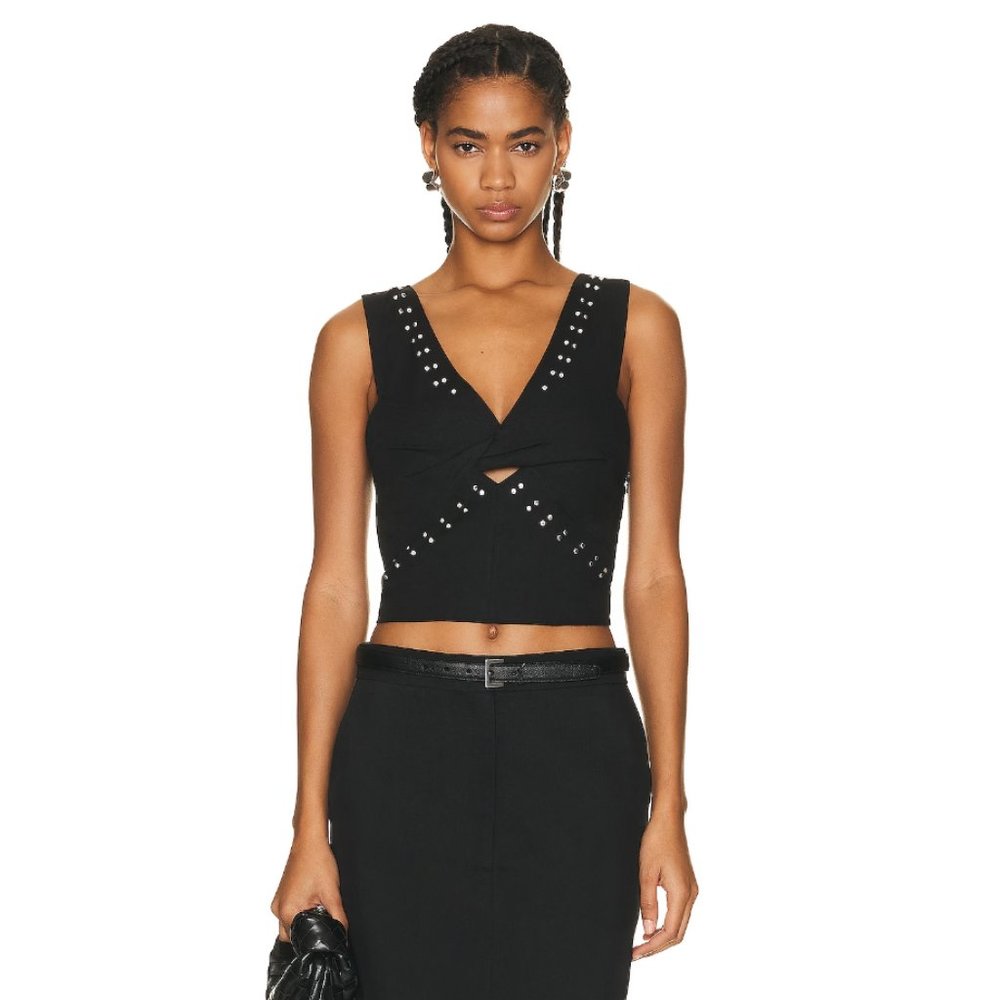 NEW IRO Paris Ryad Studded Designer Top Black Size 6